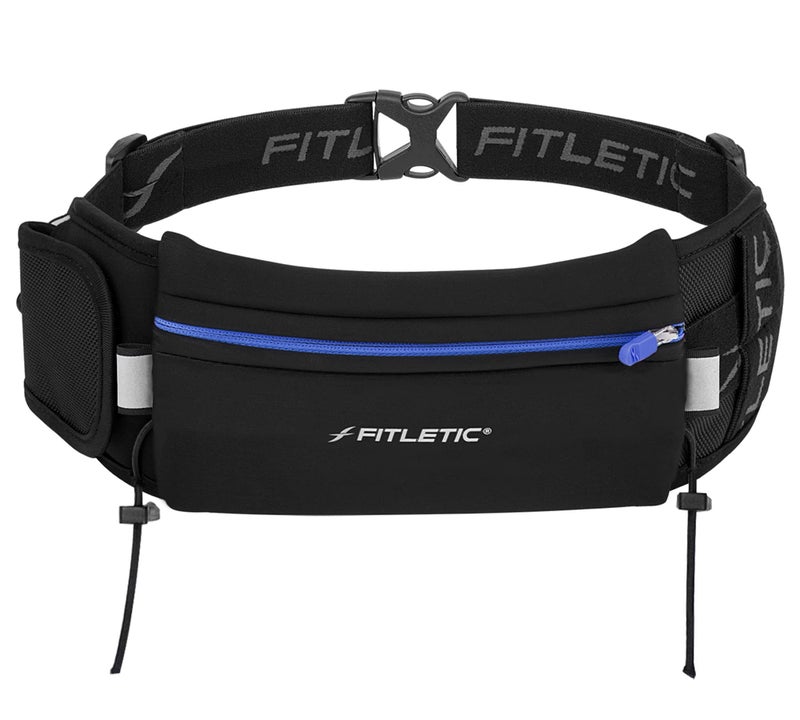 Fitletic Running Belt with Side Pocket, Loops for Energy Gels, Race Bib Number Holder. Waist Pack Water Resistant Phone Holder. Model Ultimate II - Image 1
